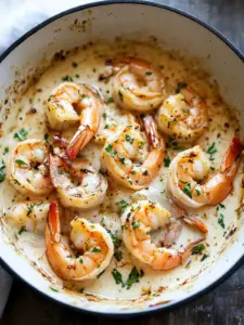 creamy coconut garlic shrimp bowl - featured image