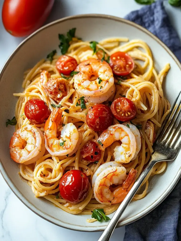 creamy garlic scallop shrimp pasta - featured image