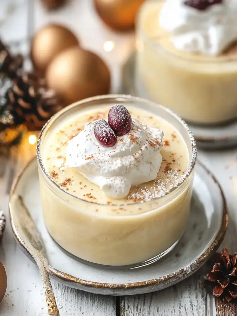 creamy holiday eggnog pudding - featured image