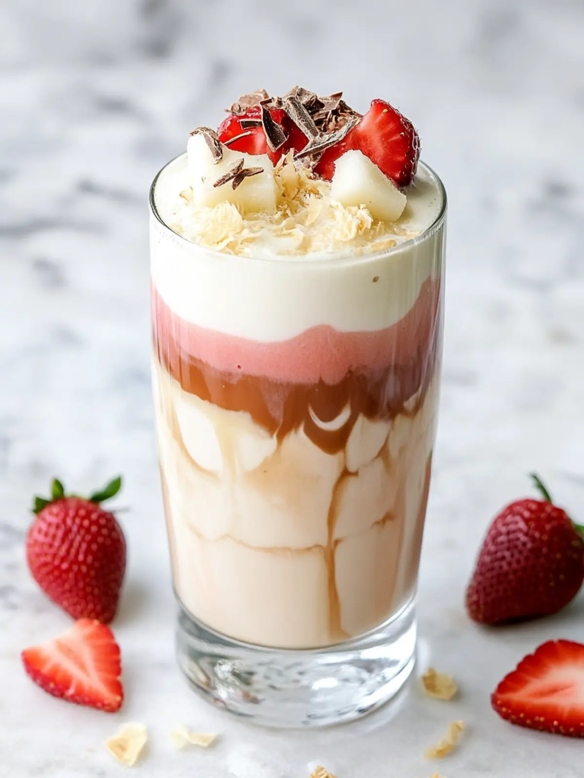 creamy iced white chocolate strawberry latte preparation steps