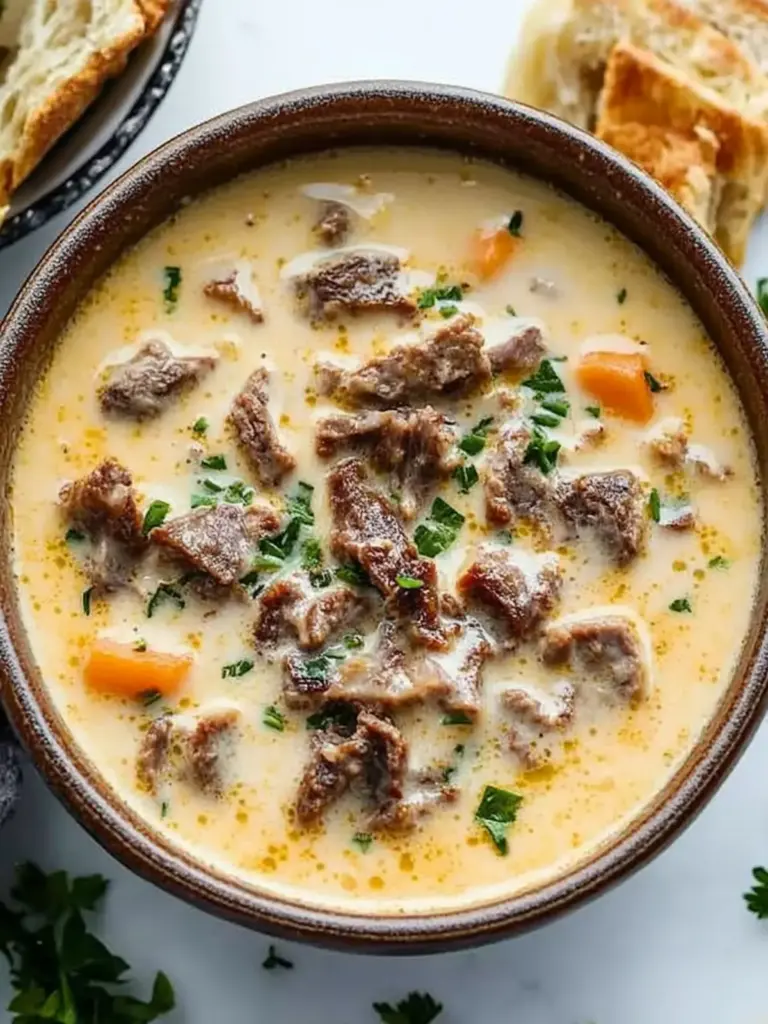 creamy Philly cheesesteak soup - featured image