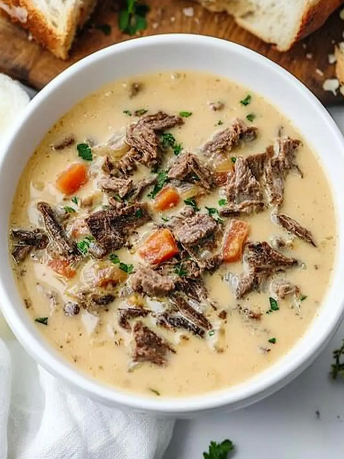creamy Philly cheesesteak soup preparation steps