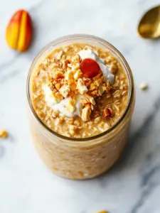 creamy pumpkin cheesecake overnight oats - featured image