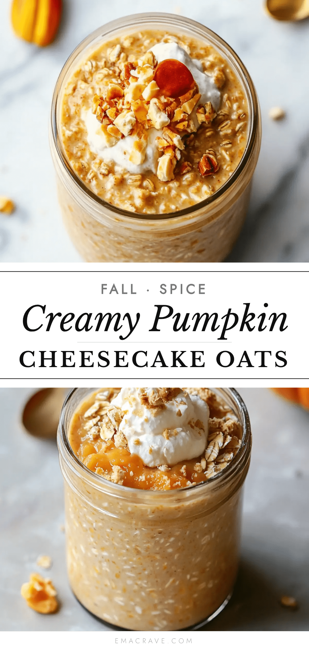 creamy pumpkin cheesecake overnight oats recipe