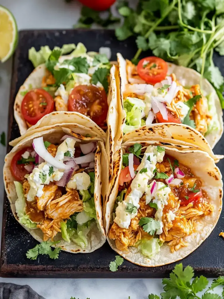 creamy queso chicken tacos - featured image