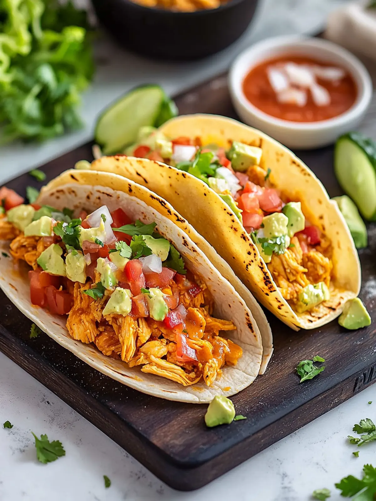 creamy queso chicken tacos preparation steps