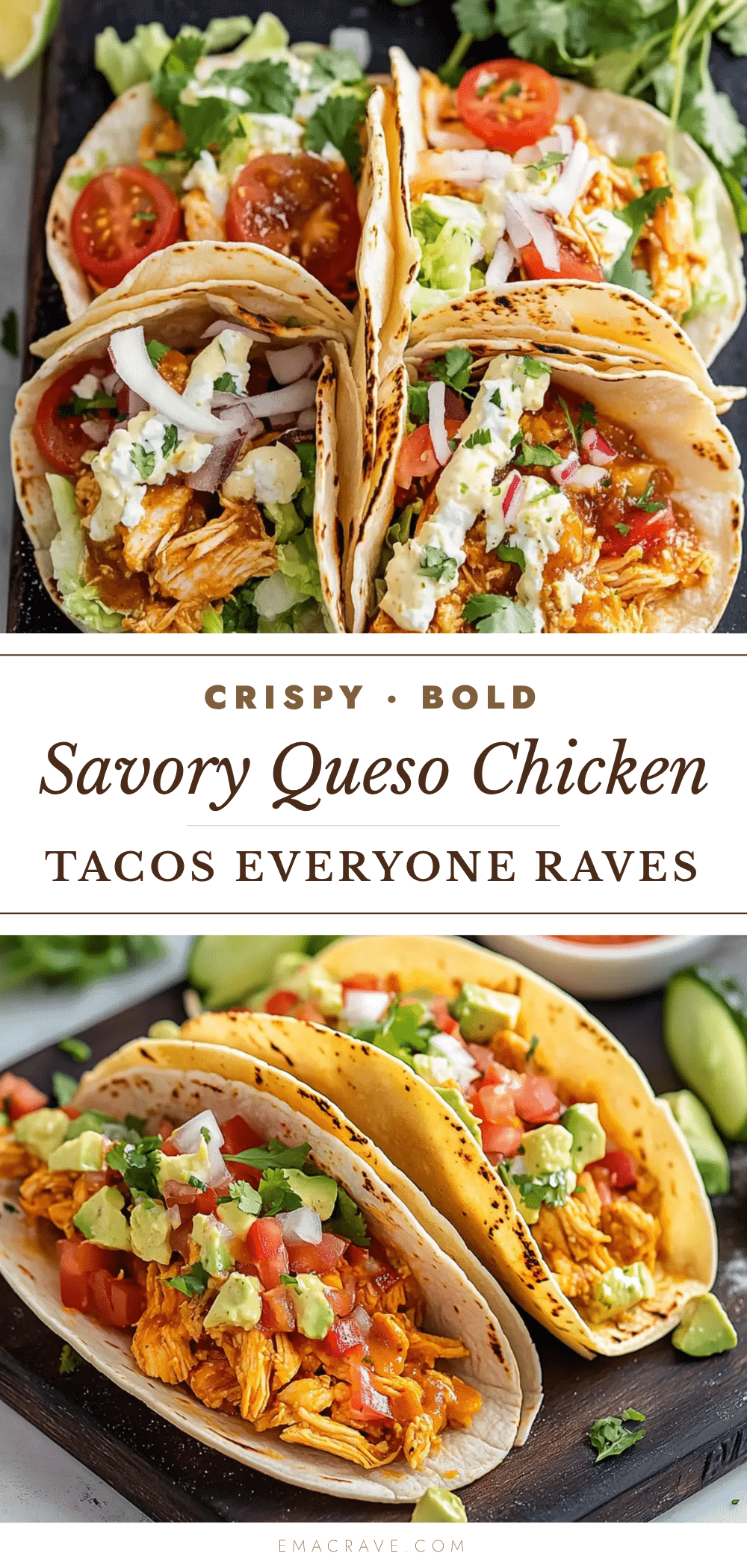 creamy queso chicken tacos recipe