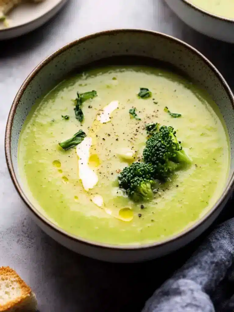 creamy spiced healthy broccoli soup - featured image