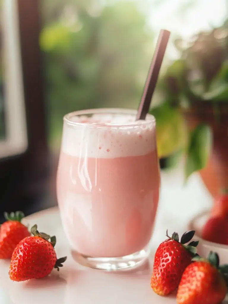 creamy strawberry milk tea - featured image