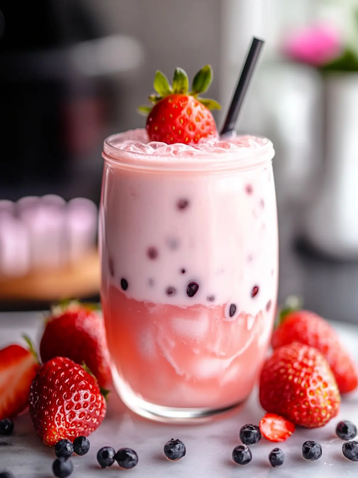 creamy strawberry milk tea preparation steps