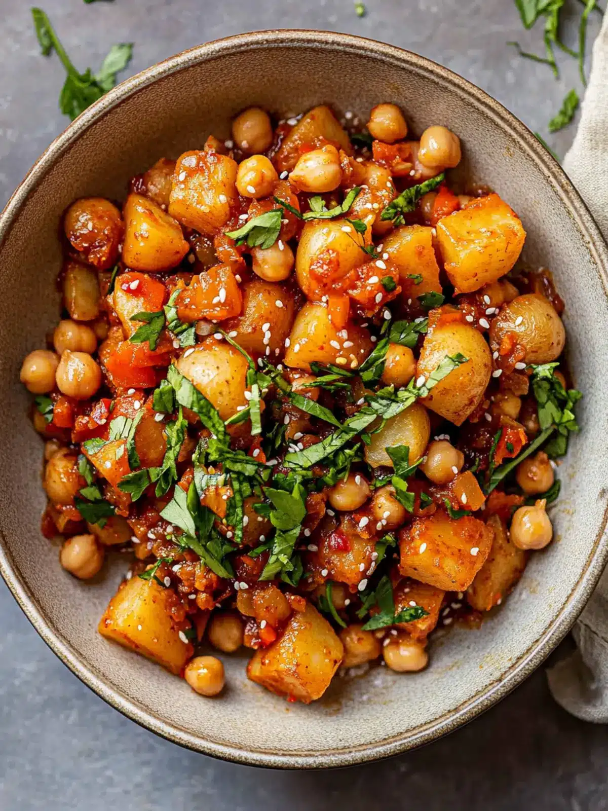 crispy gochujang potatoes and chickpeas preparation steps