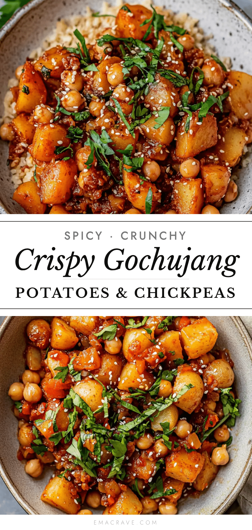 crispy gochujang potatoes and chickpeas recipe