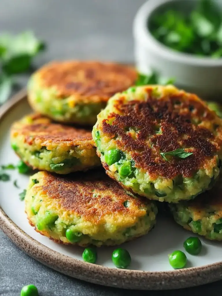 crispy green pea patties - featured image