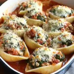 easy cheesy spinach turkey stuffed shells - featured image