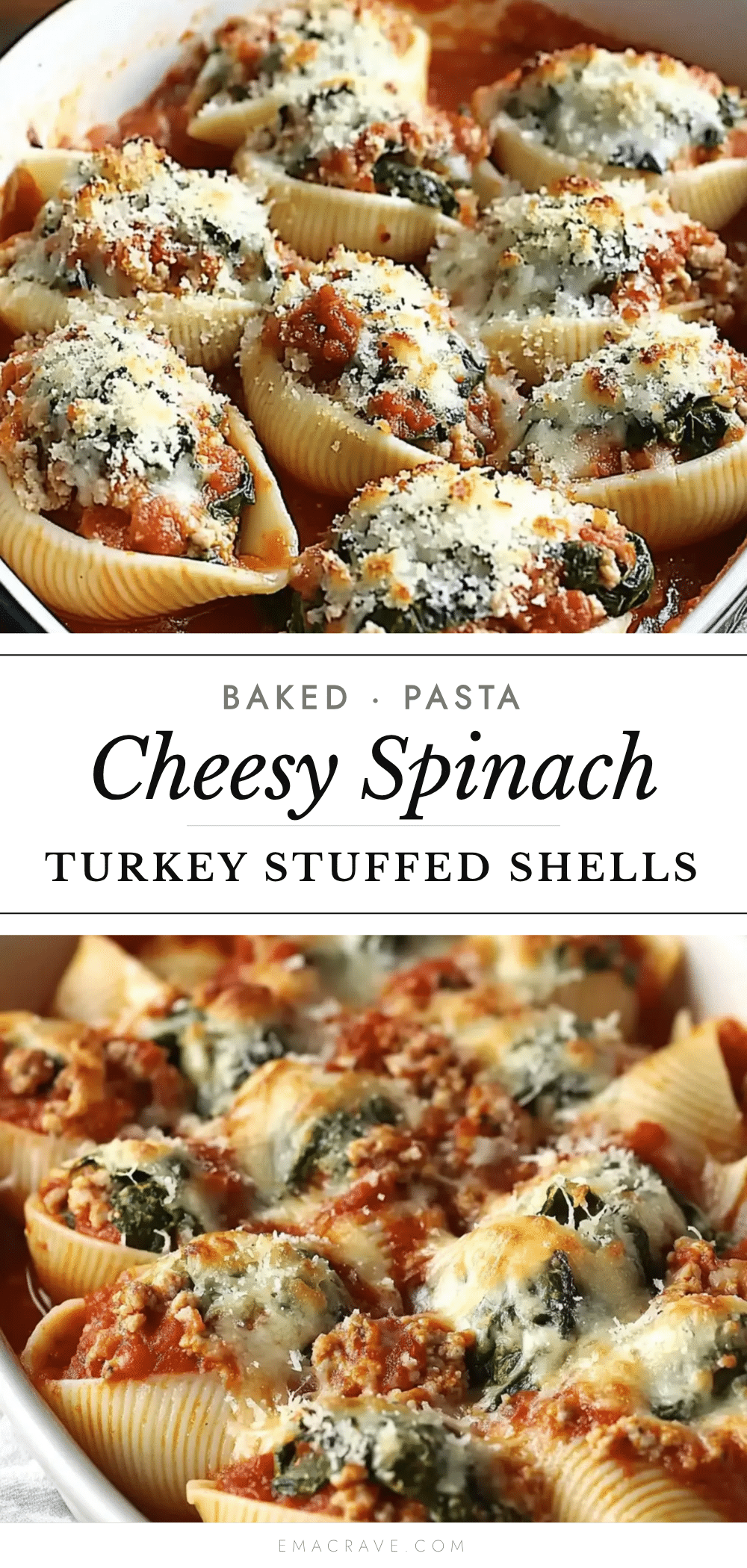 easy cheesy spinach turkey stuffed shells recipe