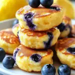 fluffy lemon blueberry cottage cheese pancake bites - featured image