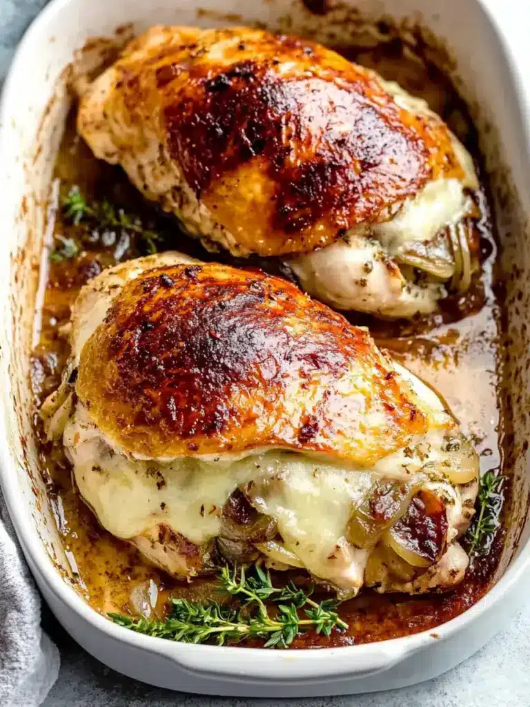 french onion stuffed chicken - featured image