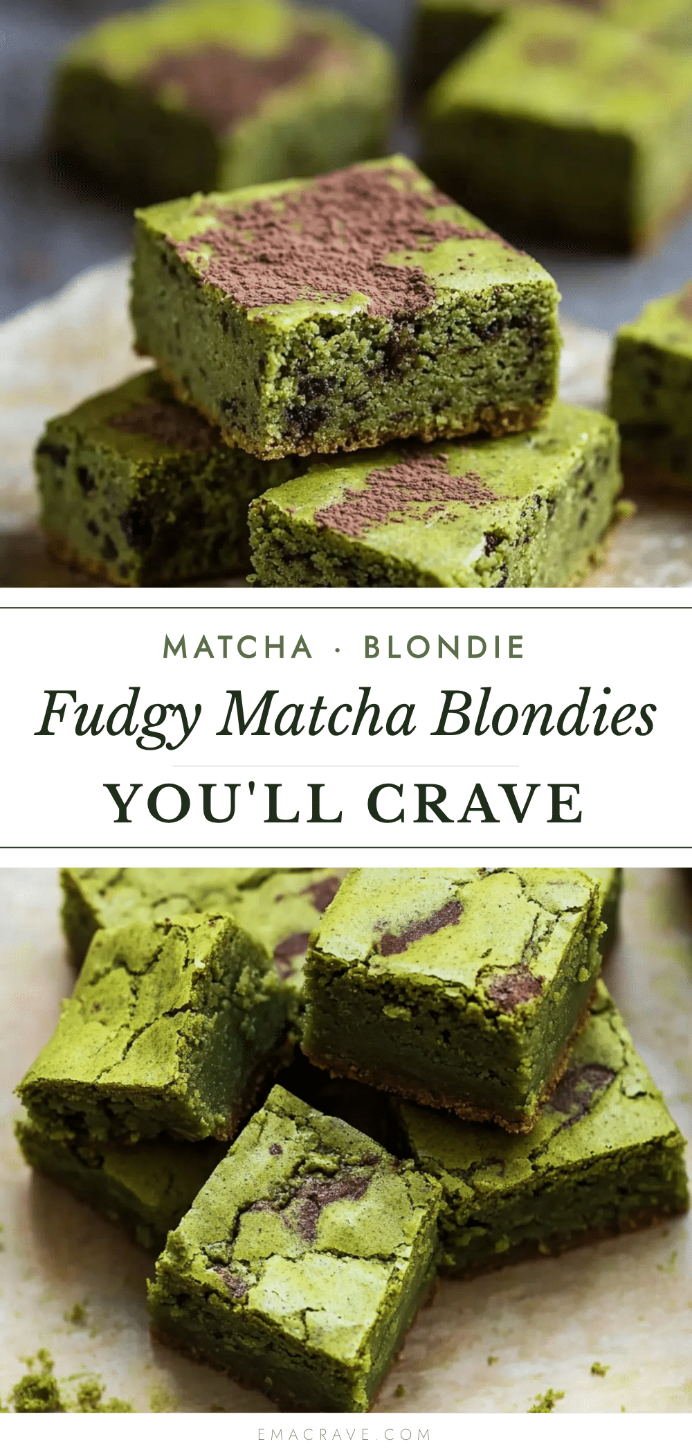 fudgy matcha blondies recipe