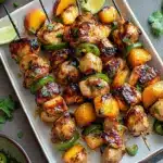 grilled peach chicken skewers - featured image