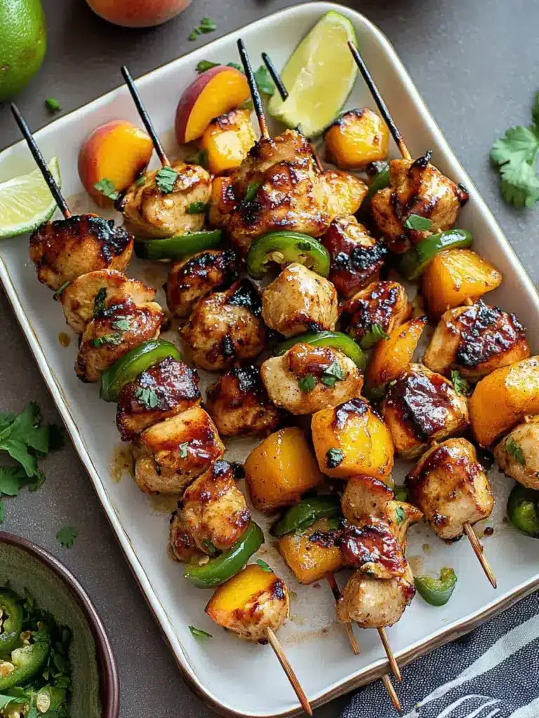 grilled peach chicken skewers - featured image