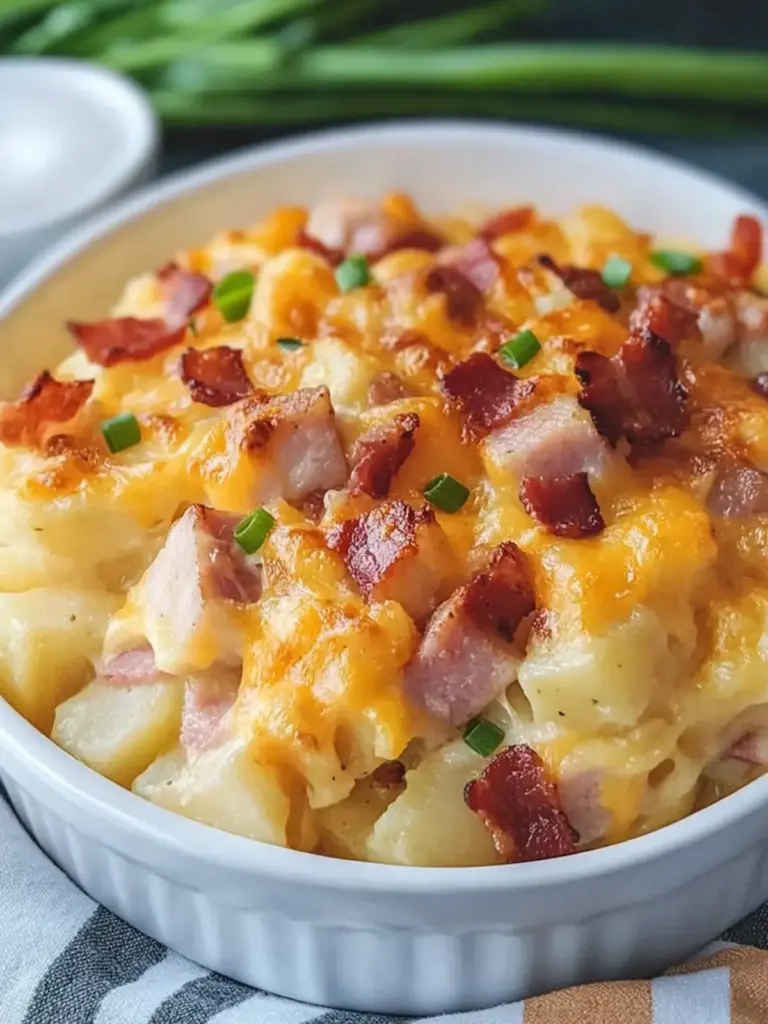ham and bacon cheesy potatoes - featured image