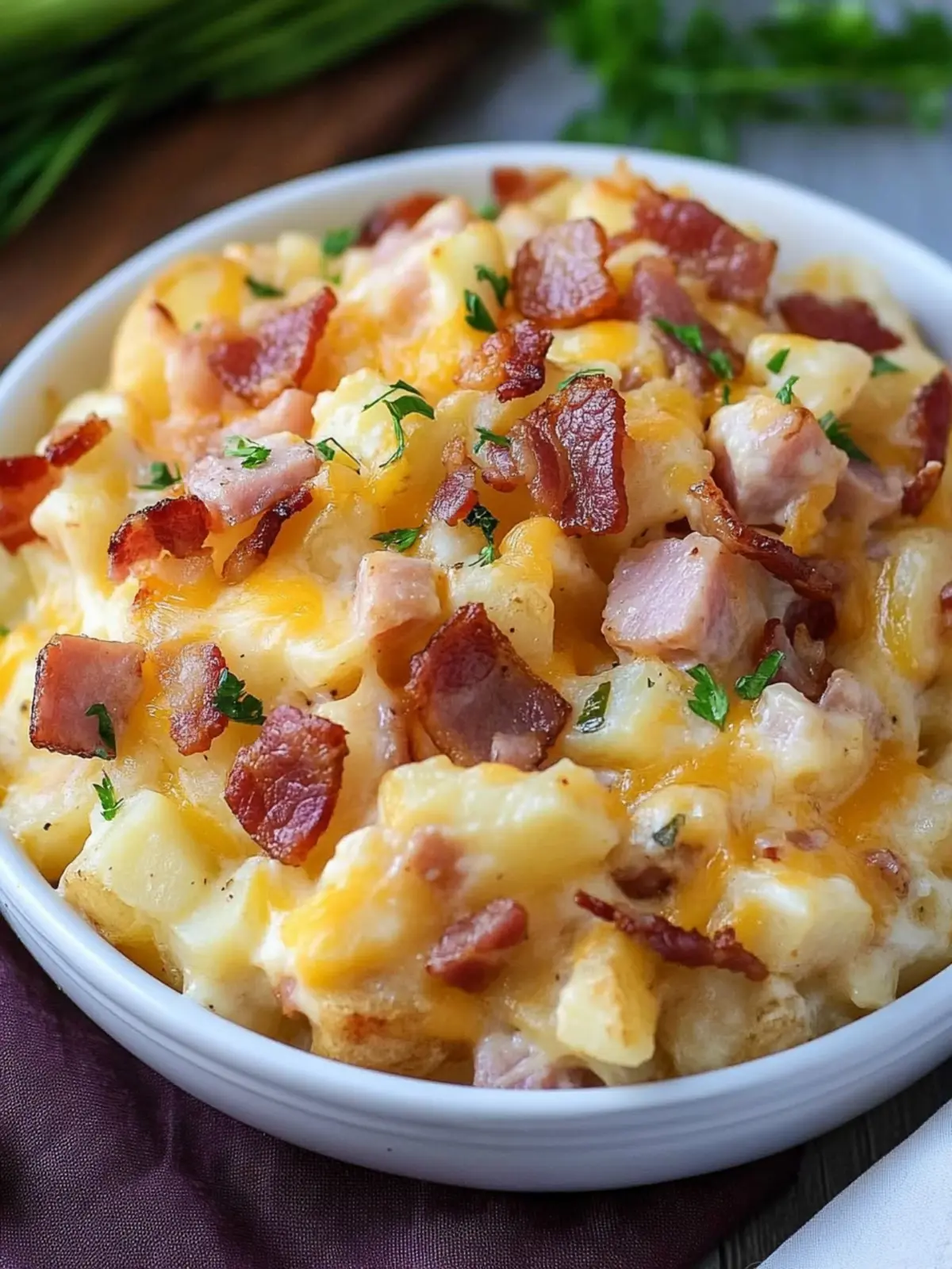 ham and bacon cheesy potatoes preparation steps