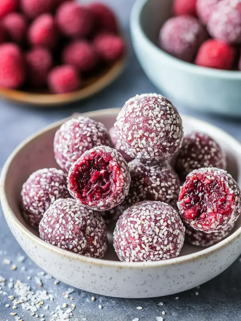 healthy raspberry bliss balls - featured image