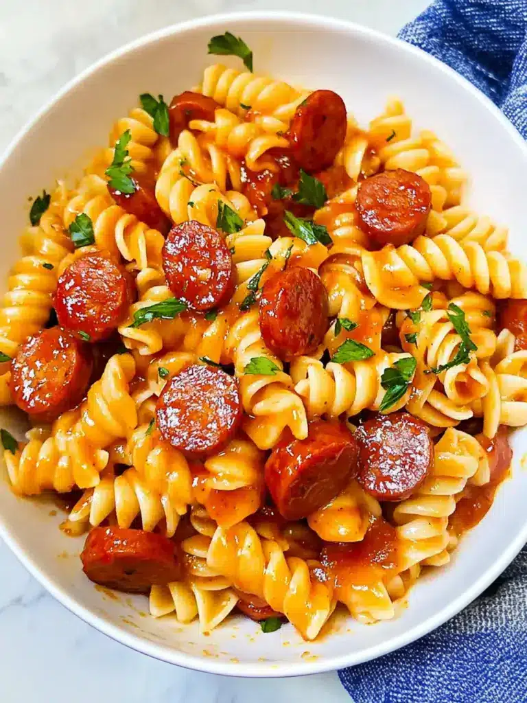 honey bbq kielbasa pasta - featured image