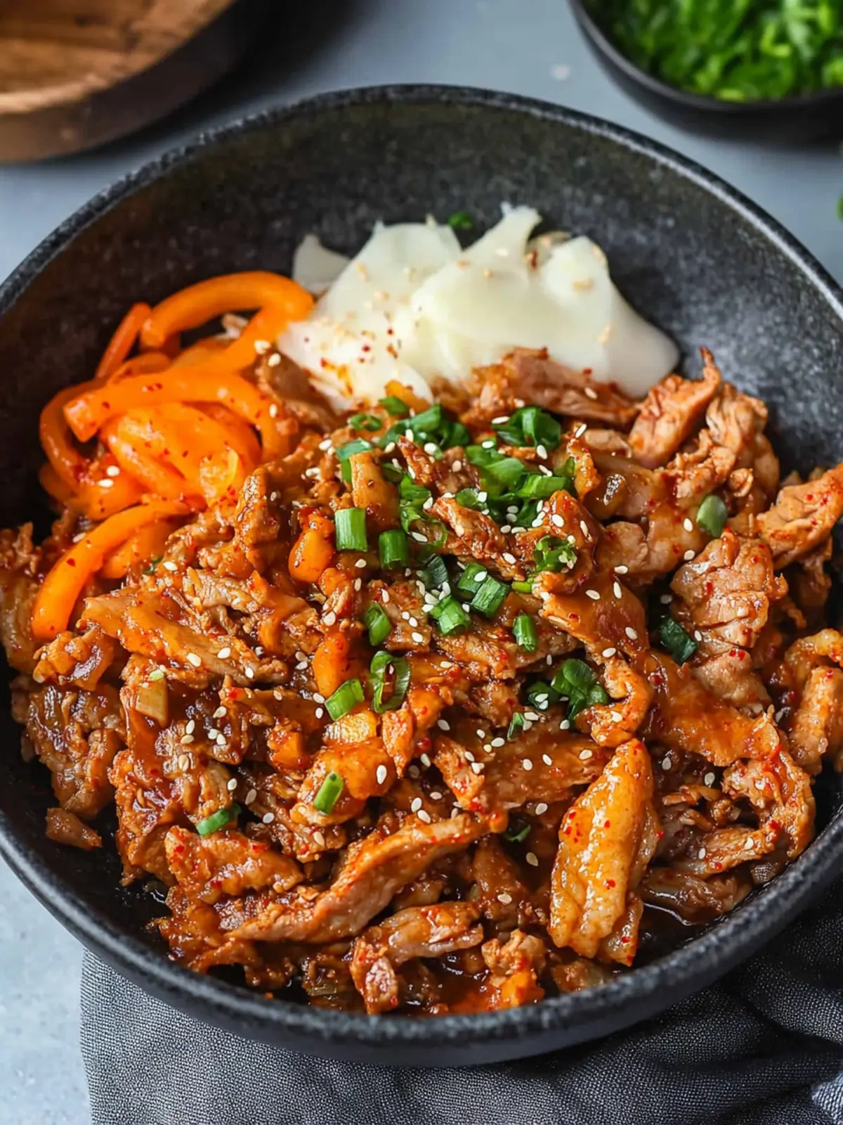 Korean spicy pork bowl preparation steps