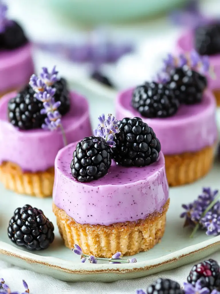 mini blackberry lavender cheesecakes - featured image