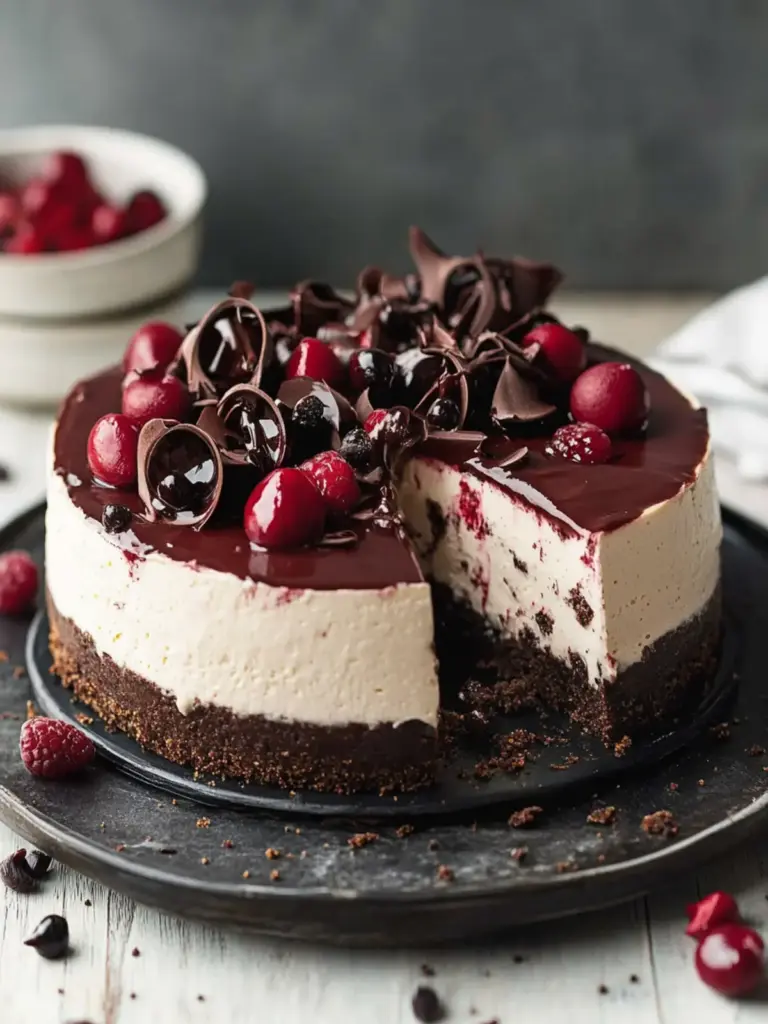 No Bake Black Forest Cheesecake - featured image