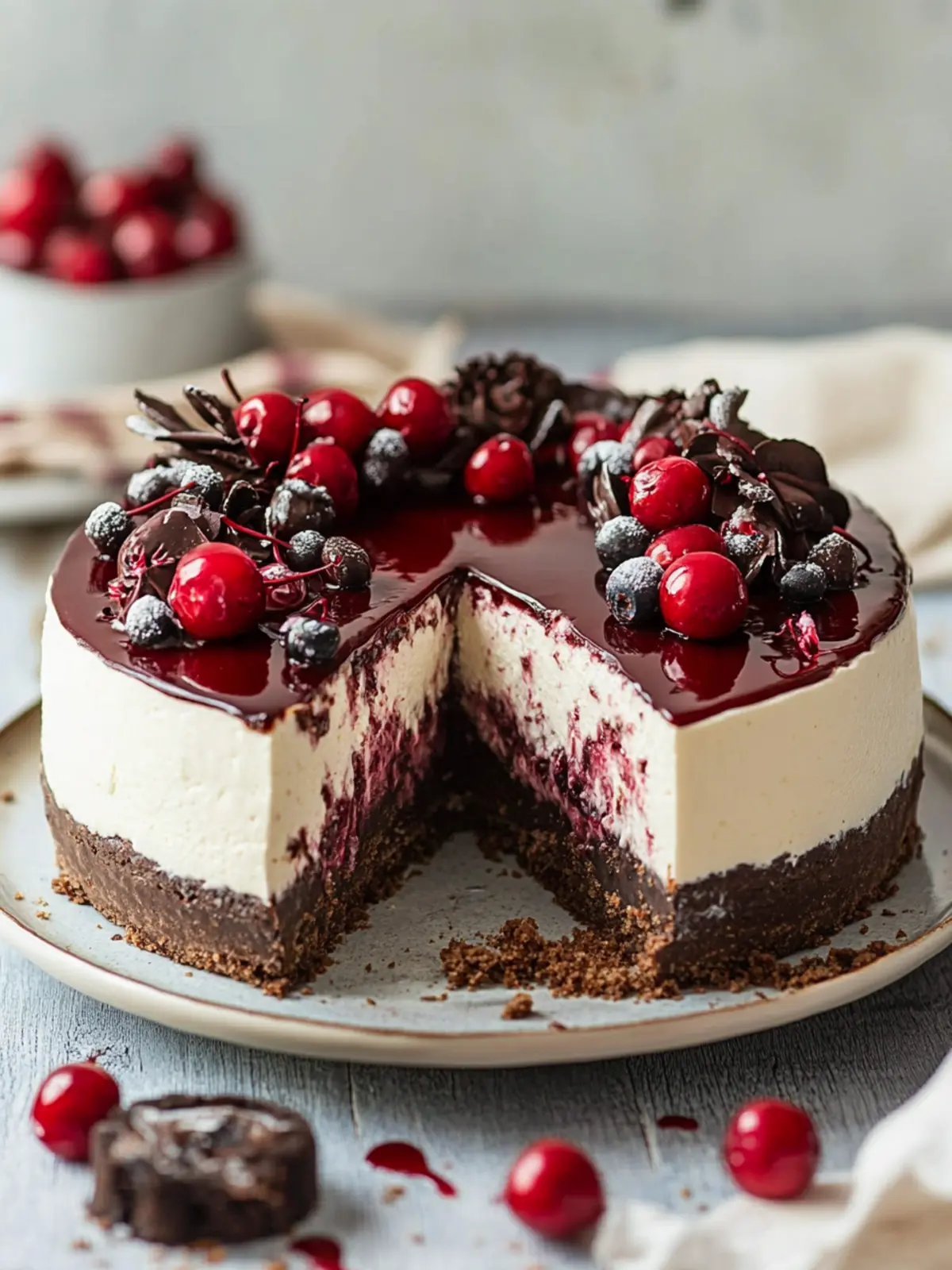 No Bake Black Forest Cheesecake preparation steps