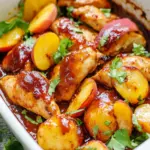peach bbq chicken bake - featured image