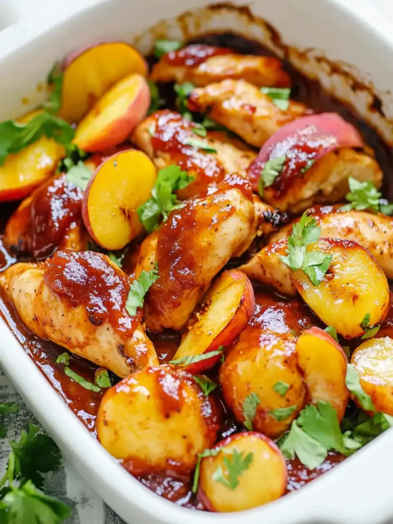 peach bbq chicken bake - featured image