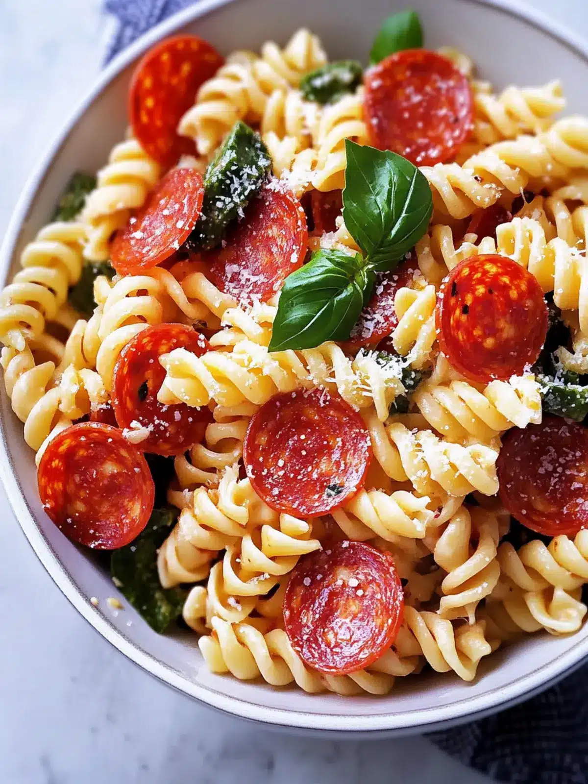pepperoni pizza pasta salad preparation steps
