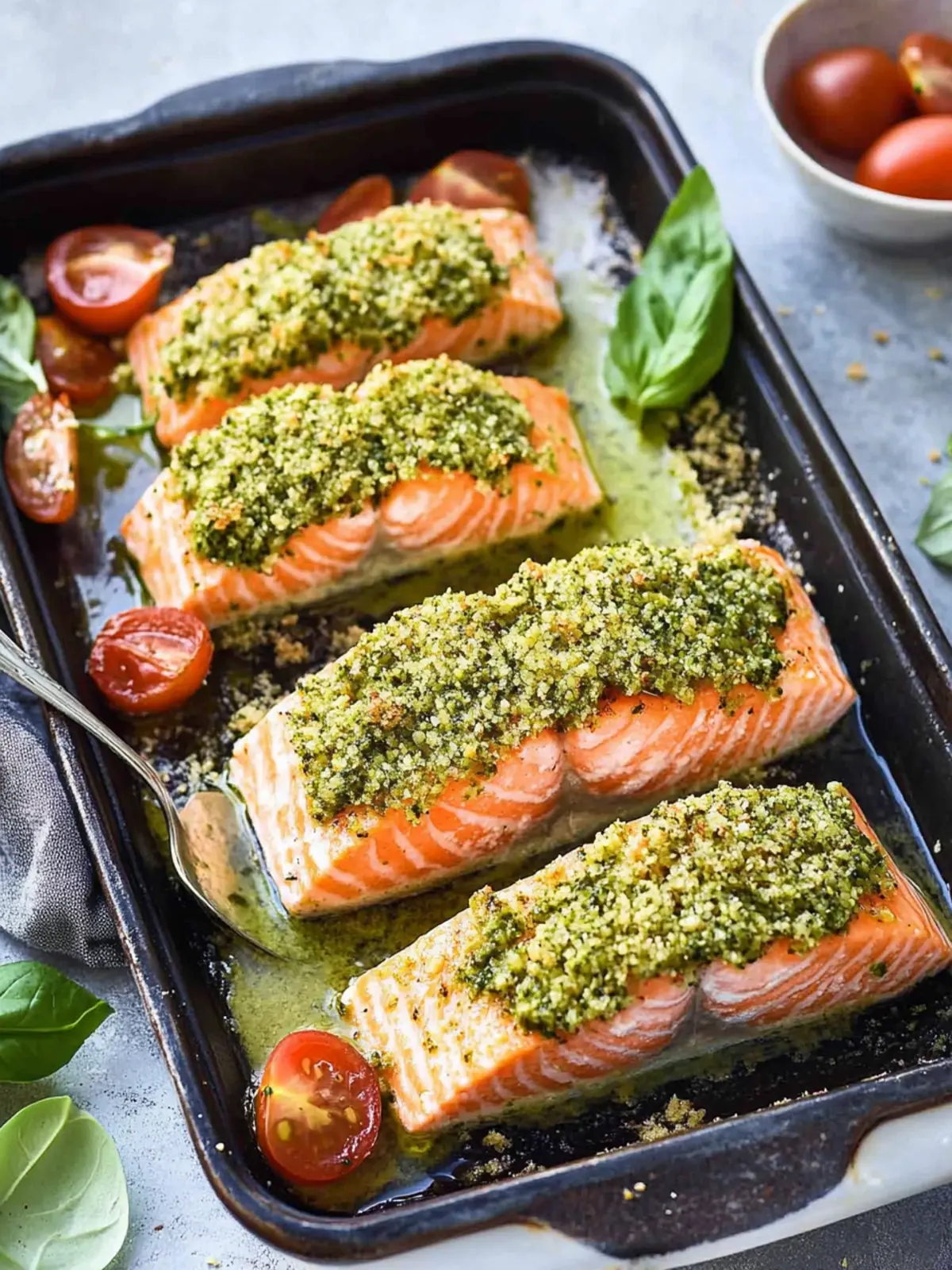 pesto crusted salmon preparation steps