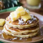 pineapple pancakes with coconut drizzle - featured image