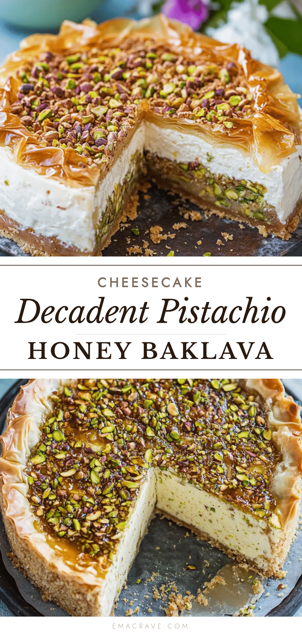 Pistachio Honey Baklava Cheesecake recipe