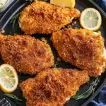 pretzel crusted chicken with cheddar sauce - featured image