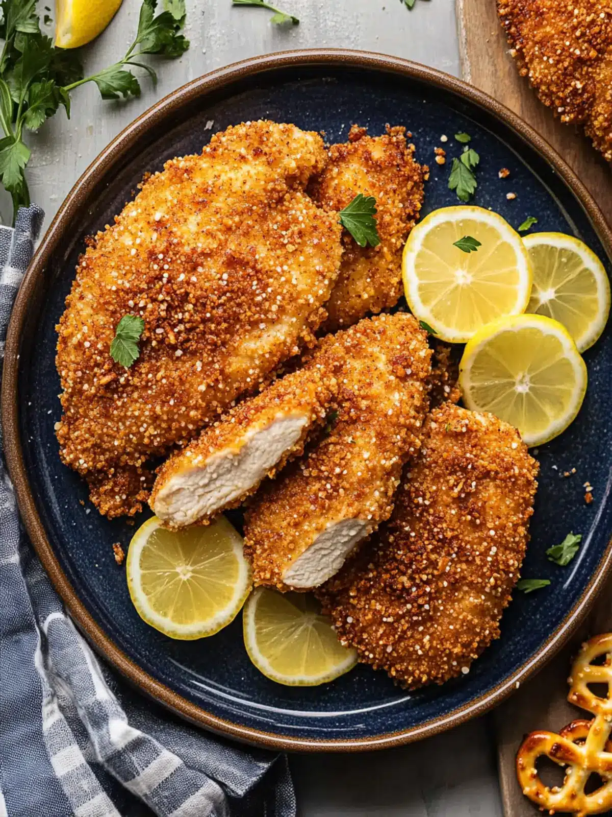 pretzel crusted chicken with cheddar sauce preparation steps