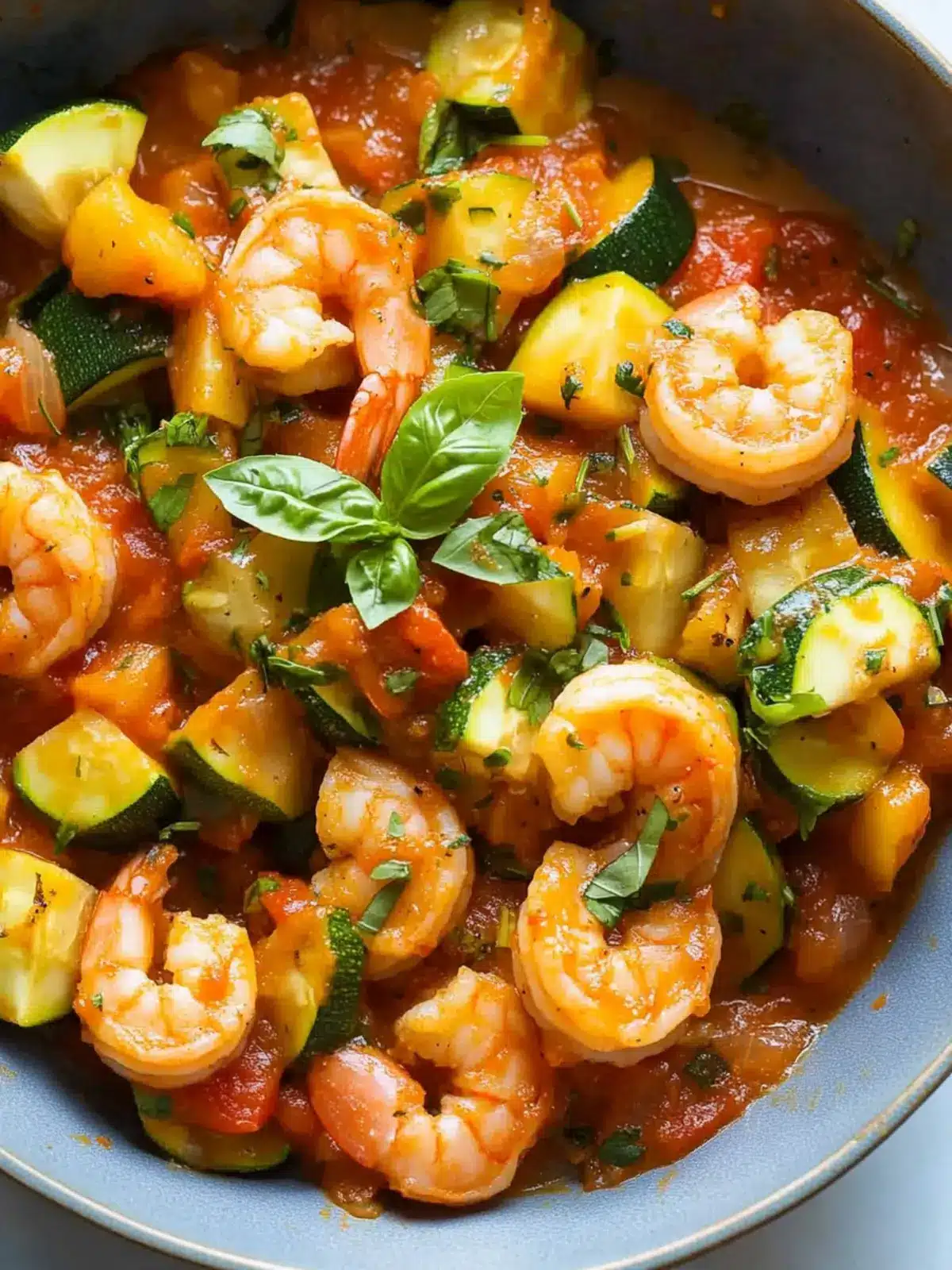 quick shrimp and zucchini in garlic tomato sauce preparation steps