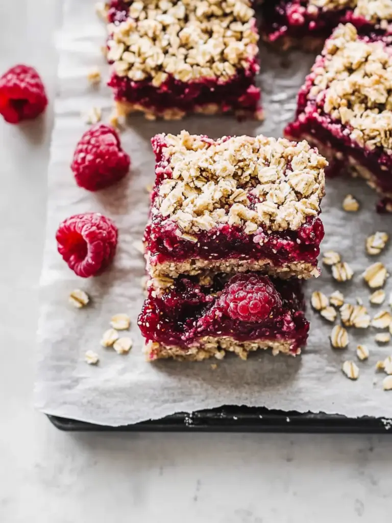raspberry chia seed jam oat crumble squares - featured image