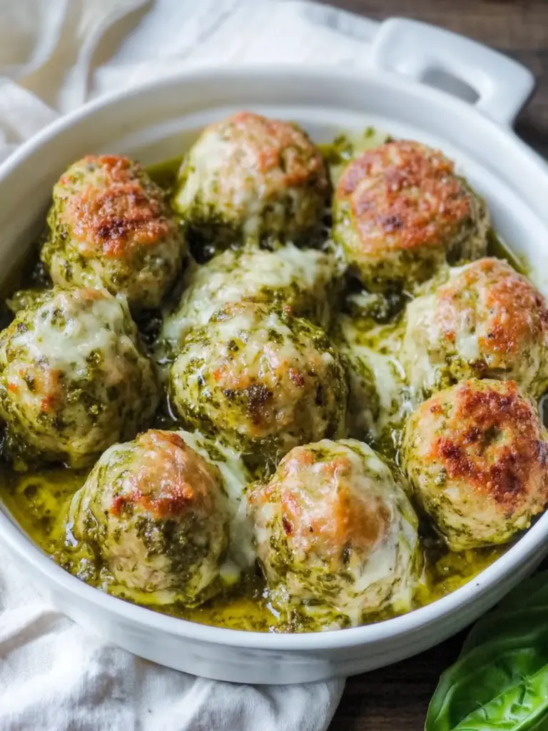 Savory Pesto Baked Turkey Meatballs - featured image