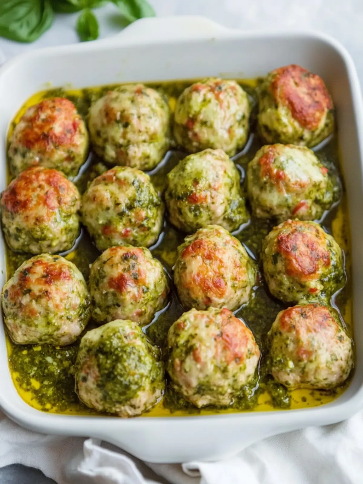 Savory Pesto Baked Turkey Meatballs preparation steps