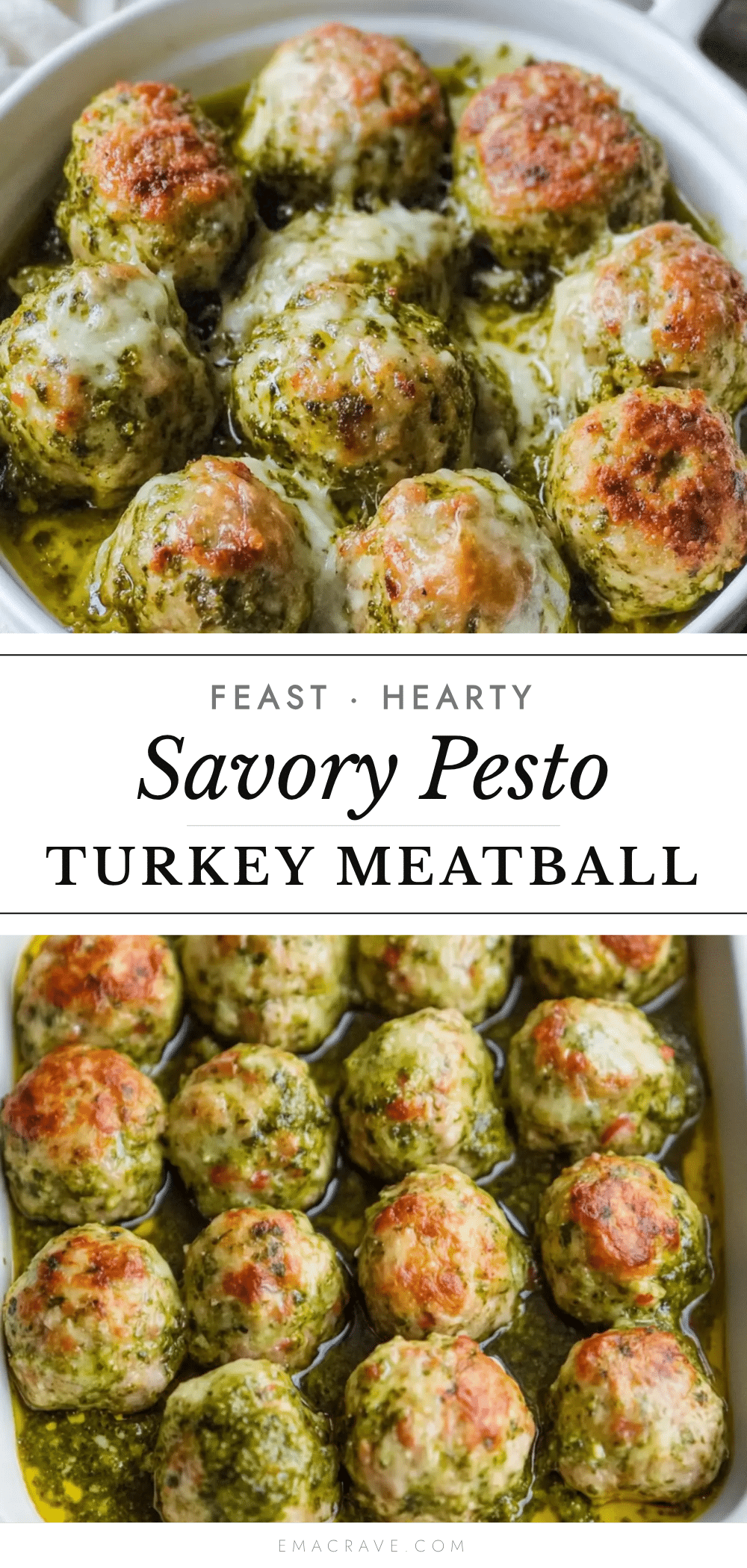 Savory Pesto Baked Turkey Meatballs recipe