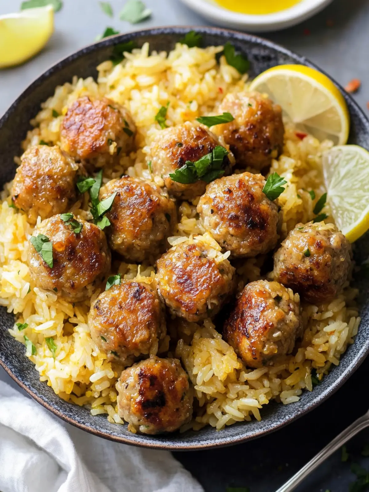 Savory rice meatballs preparation steps