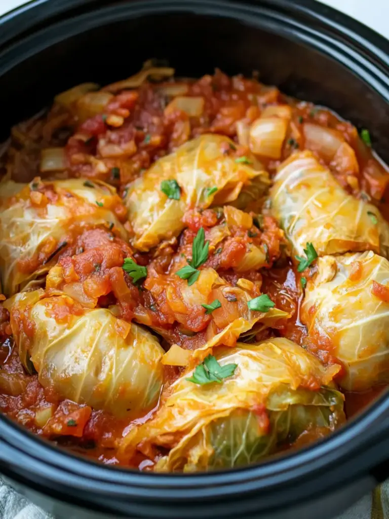 slow cooker unstuffed cabbage rolls - featured image