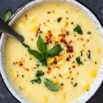 spicy coconut corn soup - featured image