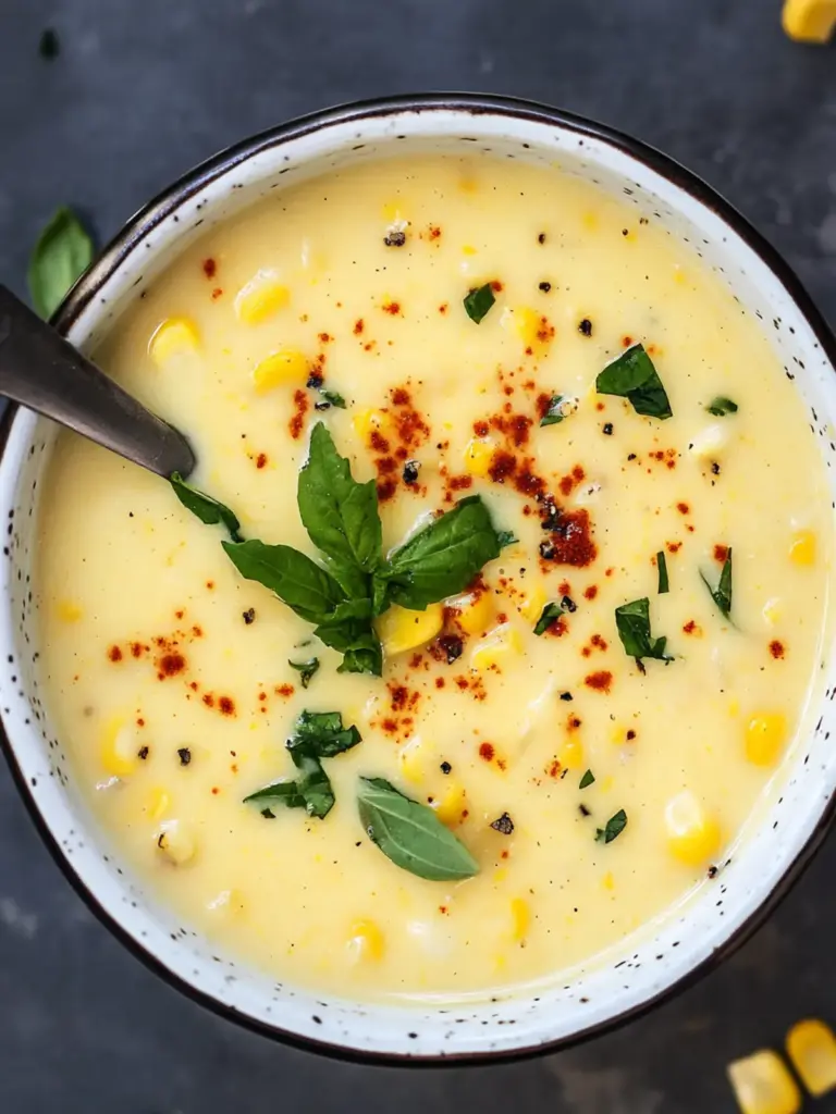 spicy coconut corn soup - featured image