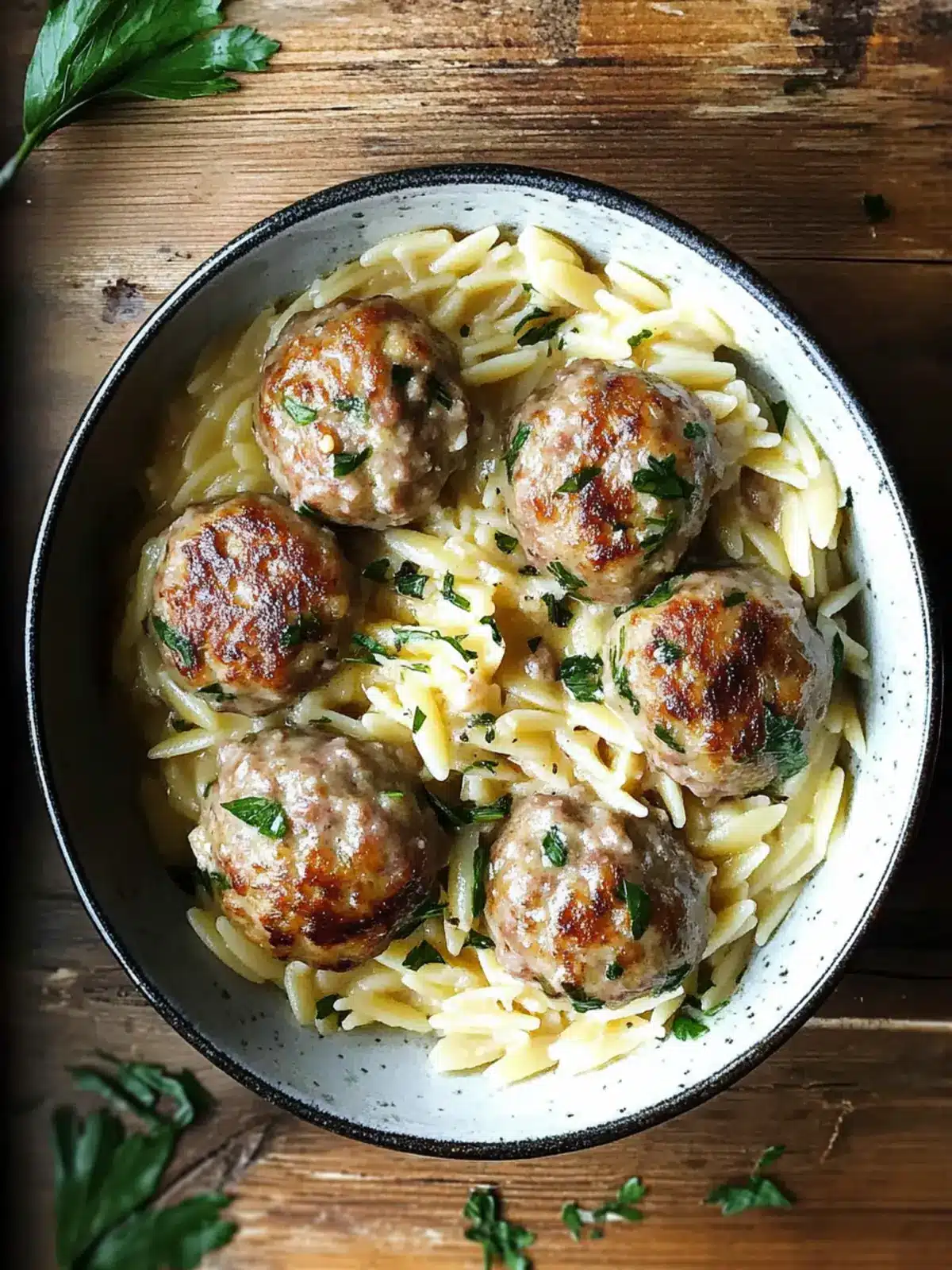 Swedish meatball orzo preparation steps